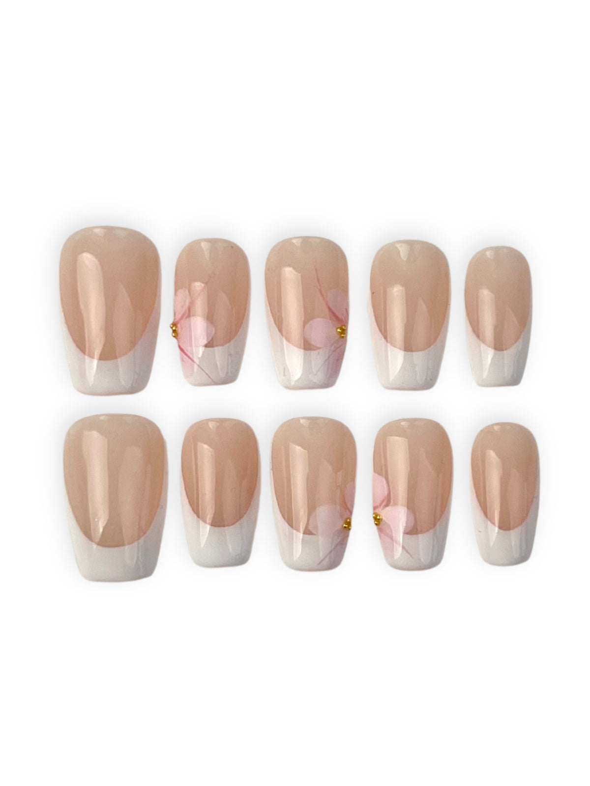 French Tip with Flowers Mid Coffin