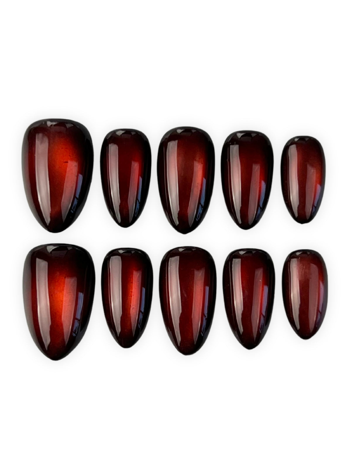 Short Almond Red Black Cat Eye 030169