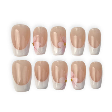 French Tip with Flowers Mid Coffin