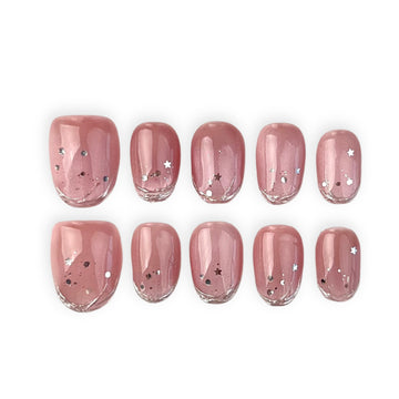 Pink cat eye with Silver Short Round