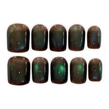 Brown Purple and Green Cateye Short Square