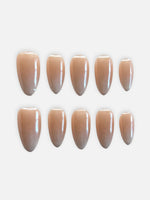 Nude Whisper Ombre Chrome Long Almond