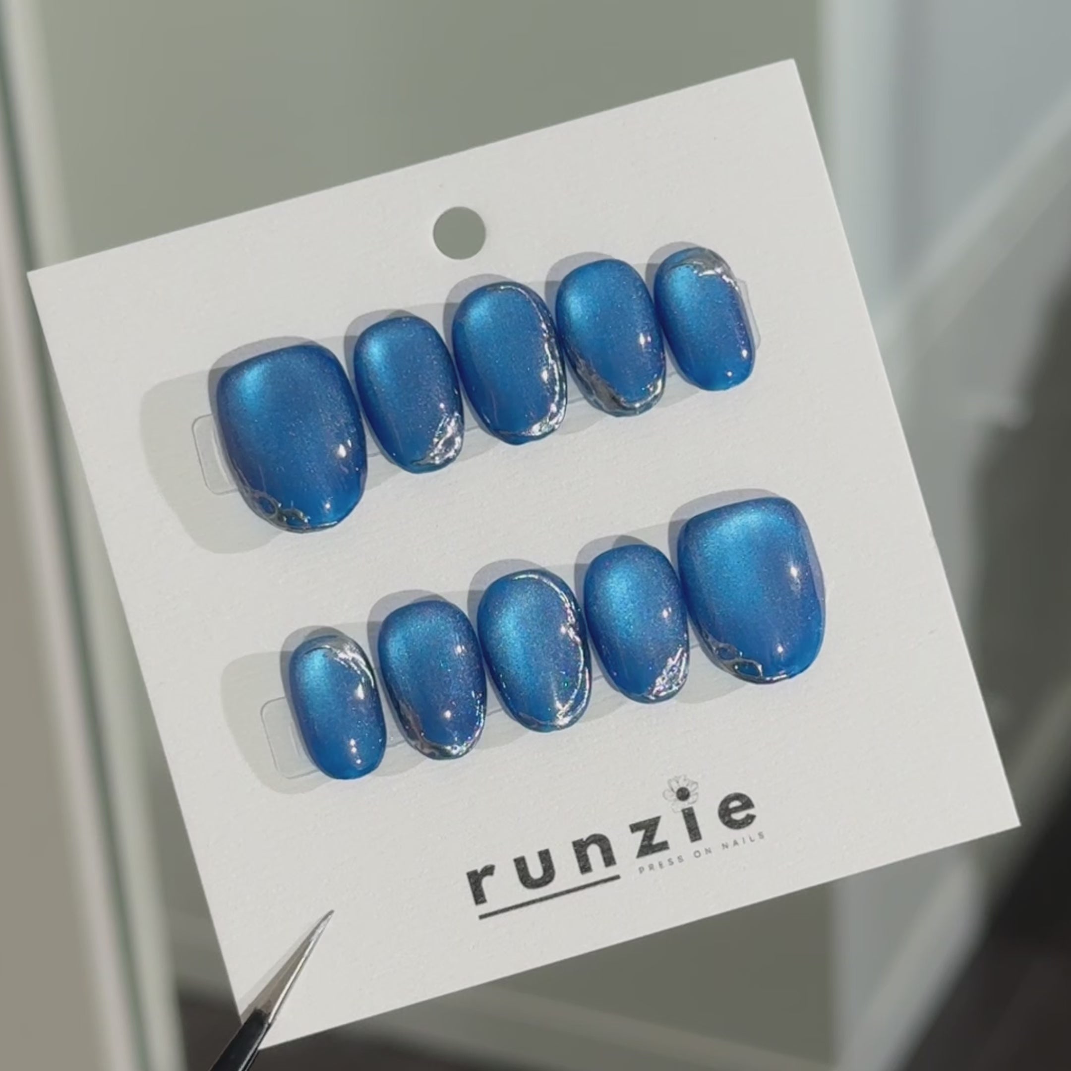 Blue Cat eye with Silver