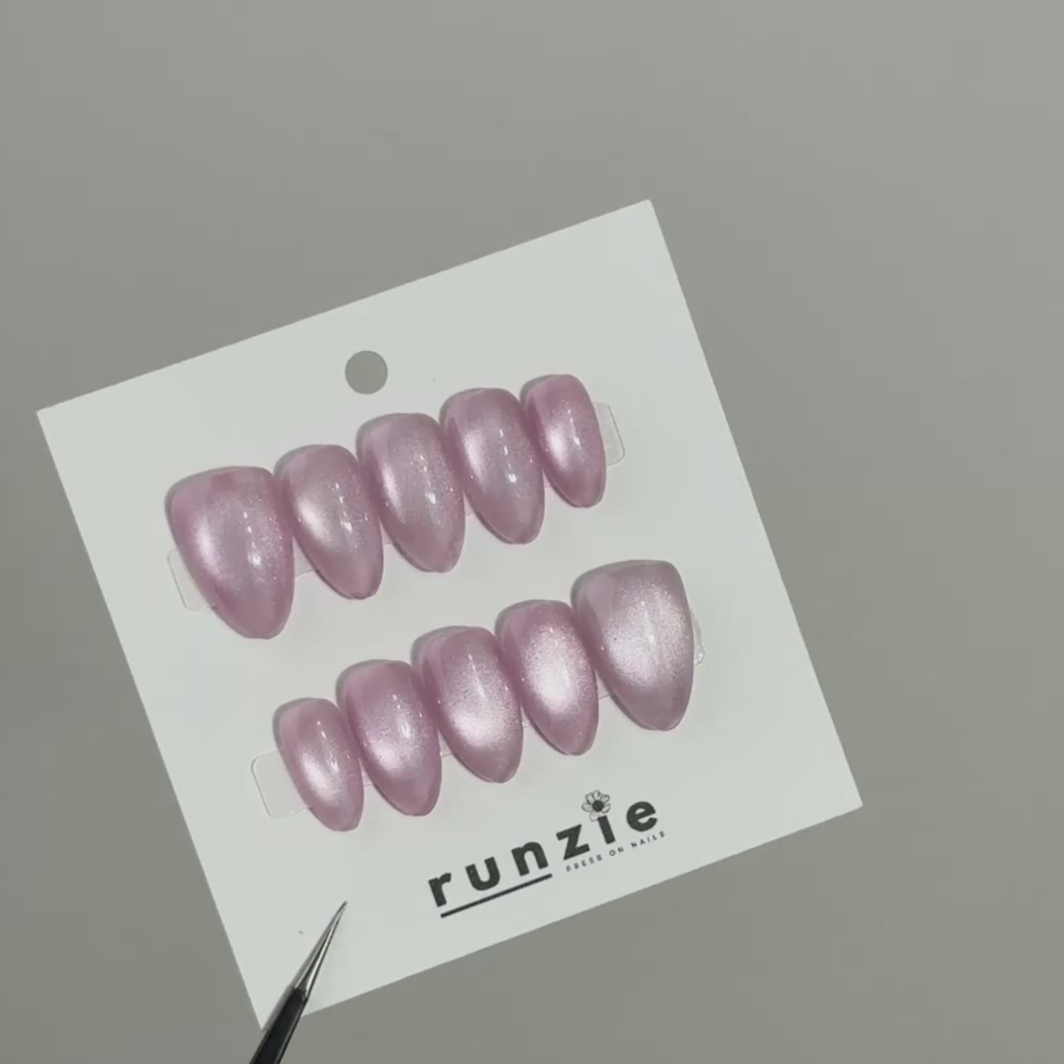 Light Purple/Pink Cat Eye Short Almond