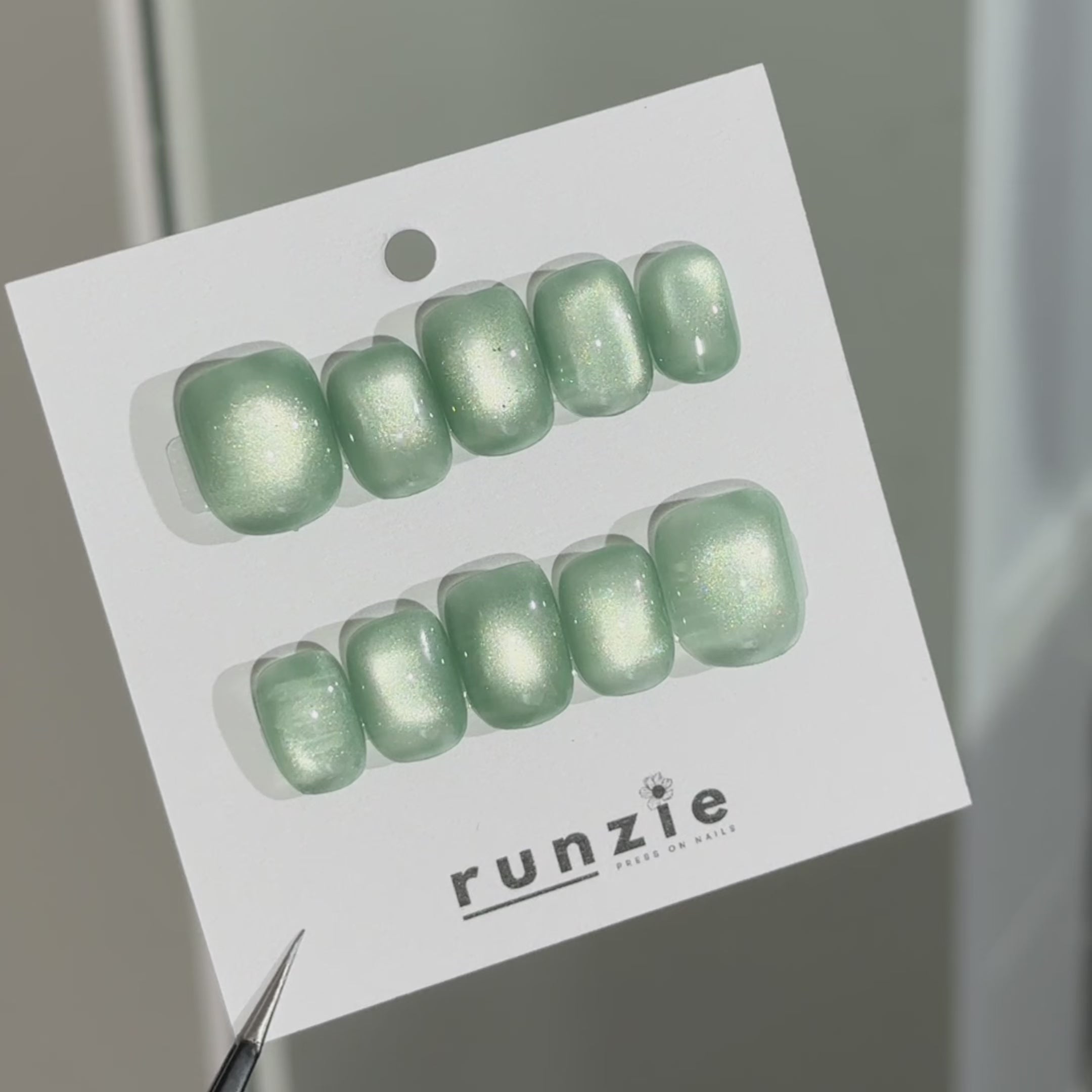 Sage Green Cat Eye Short Square
