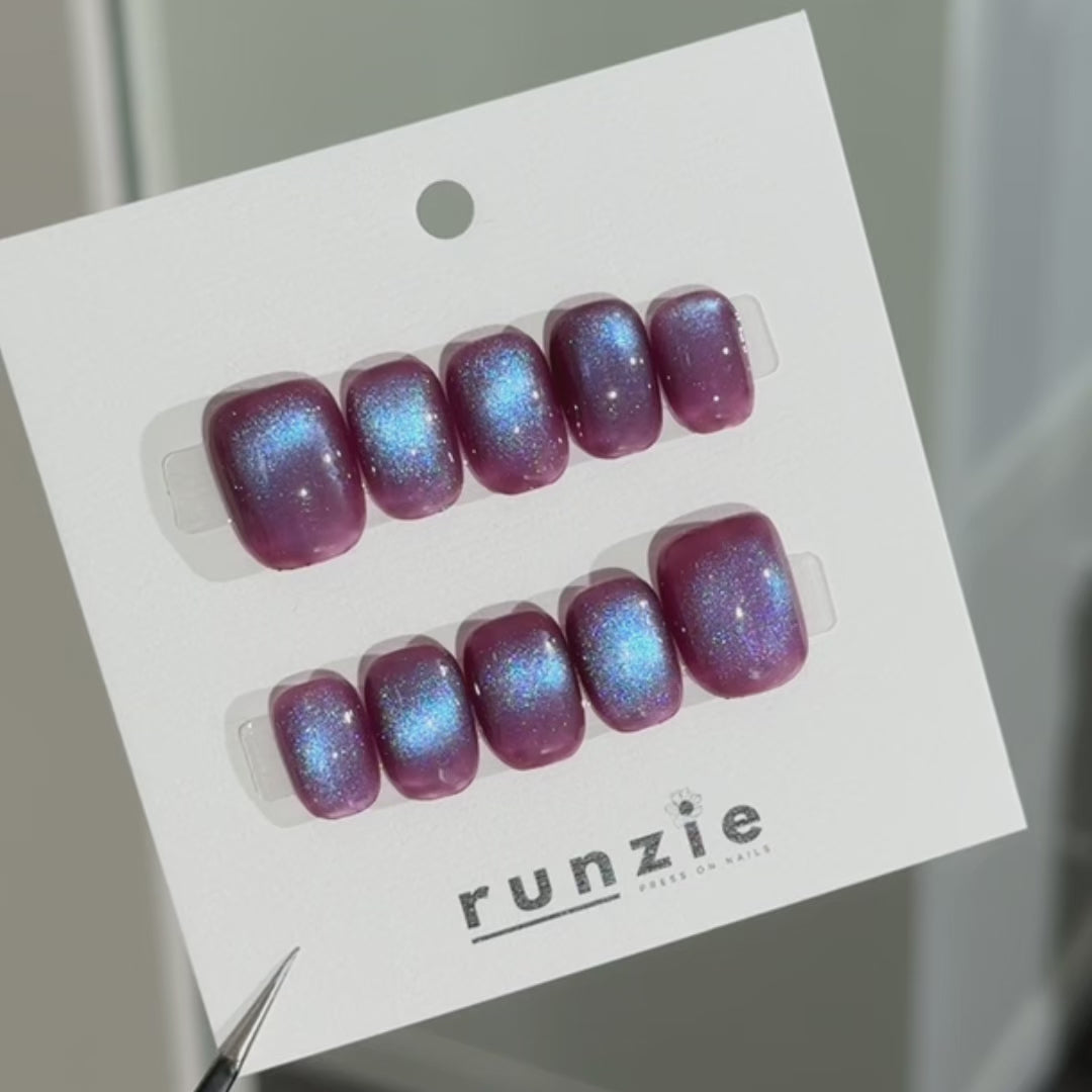 Grape Purple Cat Eye Short Square